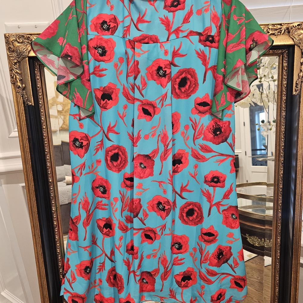 Alice + Olivia Red and Blue Floral Dress - Picture 2 of 3